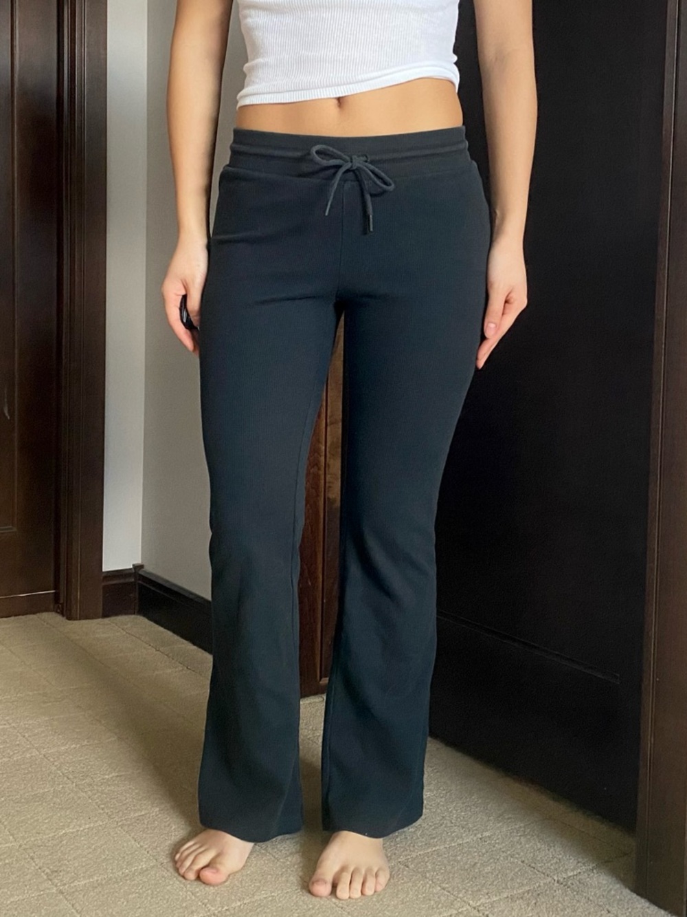 Aritzia Sunday Best black waffle flare pants